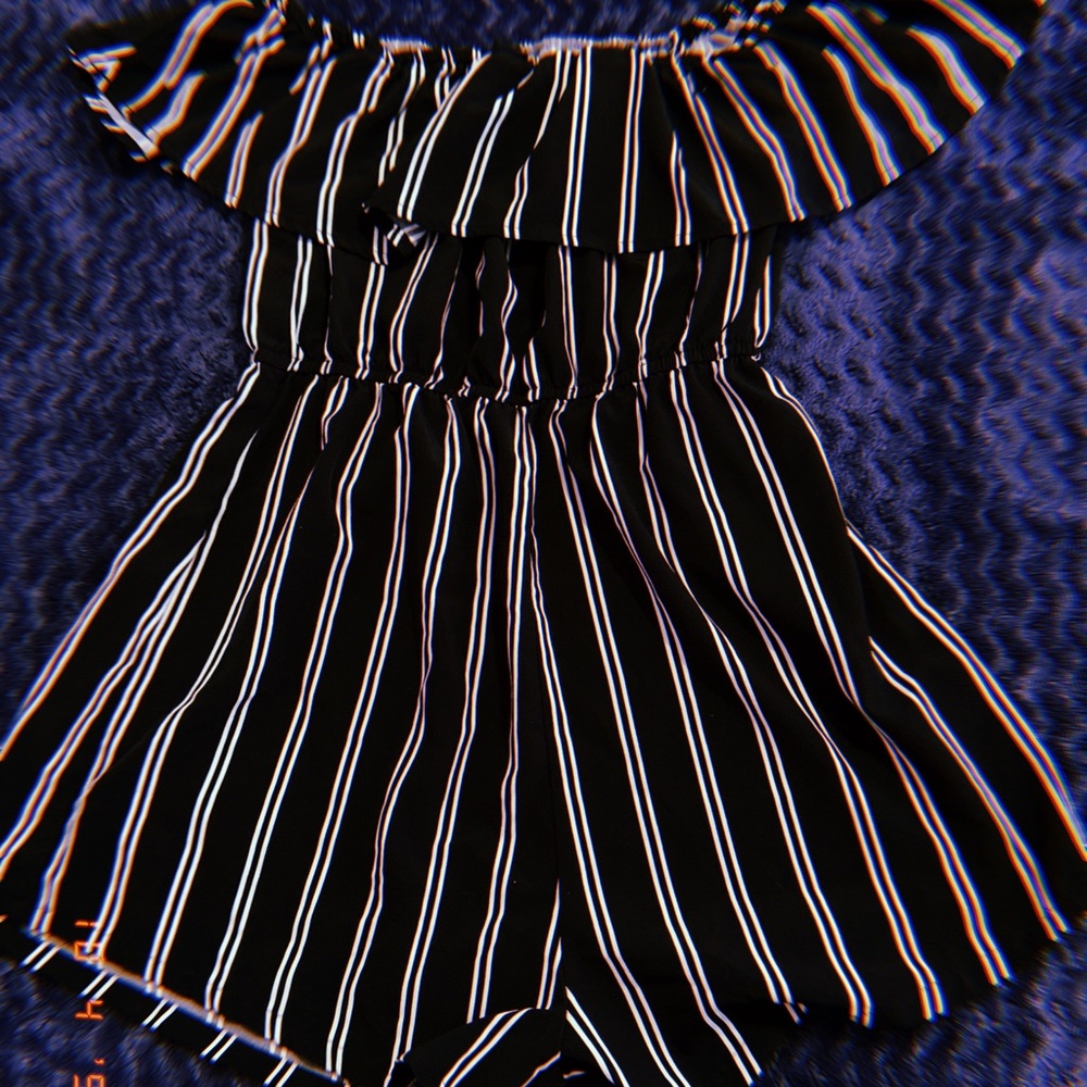 Stripped off the shoulder romper.